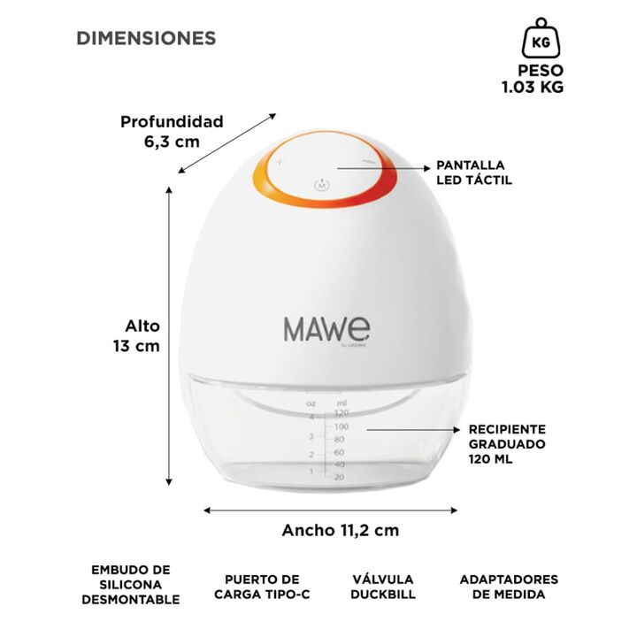 Sacaleche Eléctrico Mawe By Gadnic 9 Niveles 4 Modos Portátil - Vista 6
