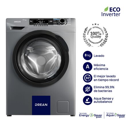 Lavarropas Ecoinverter 8 Kg 1400 RPM Gris Drean LCFDR0814SG0