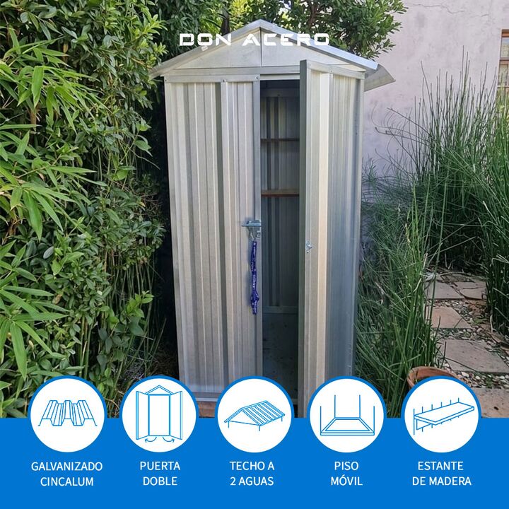 Deposito Armario Caseta Cobertizo de jardín 1x1 Galva + Piso + 1 estante DON ACERO - Vista 4