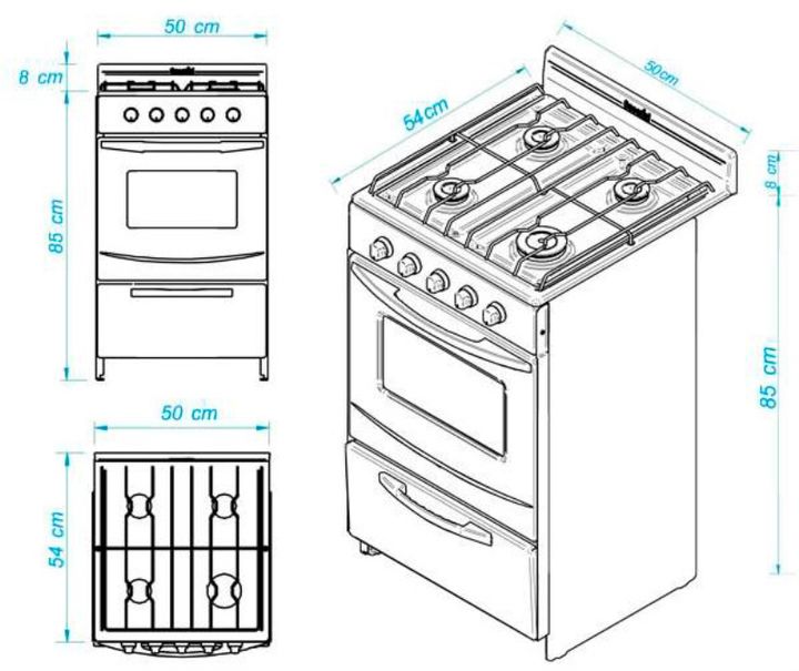 Cocina Escorial Gas Natural Candor S2 4 Hornallas 51Cm - Vista 4
