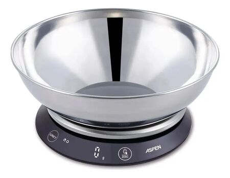 Balanza De Cocina Digital 5kg Bowl Acero Desmontable Aspen Gris 5 Kg