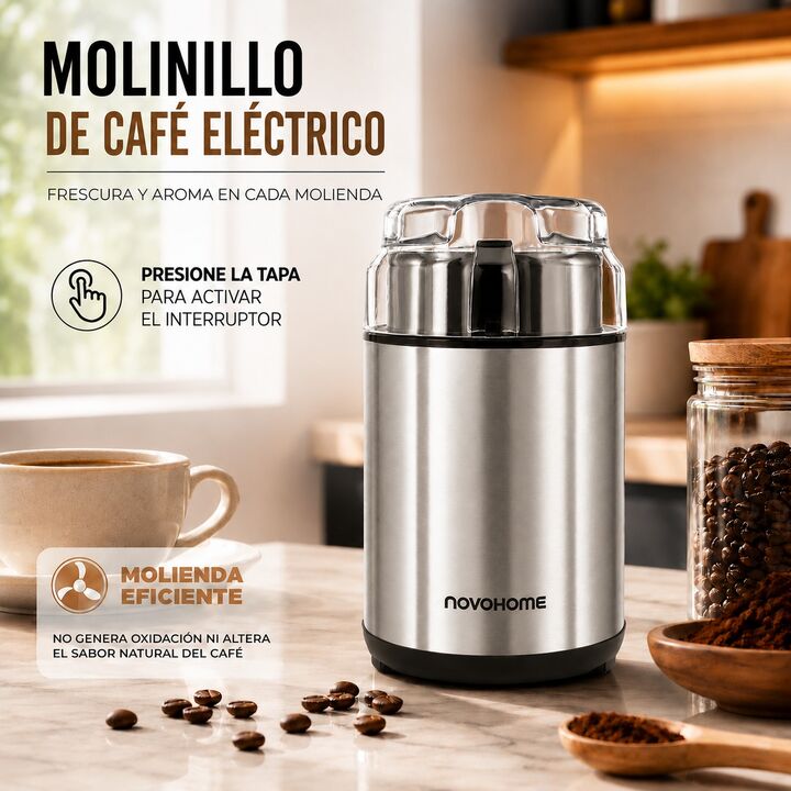 Molinillo De Café Eléctrico Novohome Acero Inox. 200w 60g - Vista 5