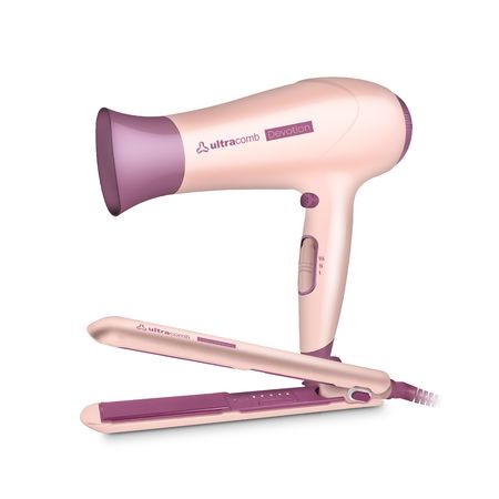 Combo Devotion Alisador Y Secador De Cabello Ultracomb Rosa Viejo