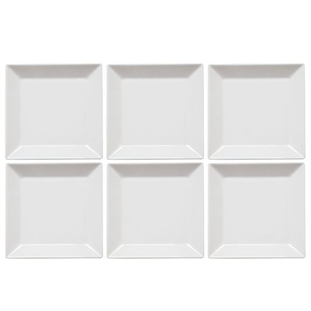 Set X6 Platos Playos 26.5cm Cuadrado Blanco Oxford