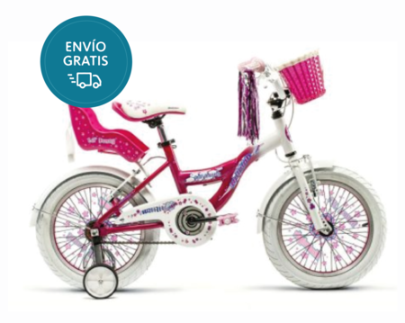 Bicicleta Raleigh Lilhon / Rosa/Blanco / Frenos V-Brake/ Cuadro de aluminio / 1vel. / Rodado 16"
