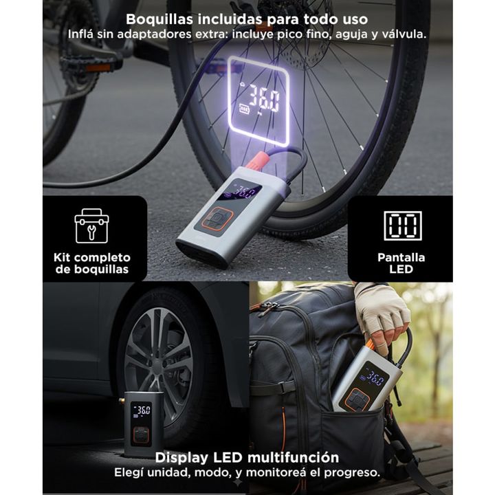 Inflador de Neumáticos Gadnic Inalámbrico Mini Recargable - Vista 4