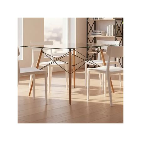 Juego De Comedor Mesa De Vidrio 120x80+4 Sillas Roma Blanco