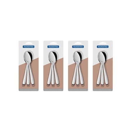 Set 12 Cuchara De Postre Tramontina Maresias Acero Inox Plateado