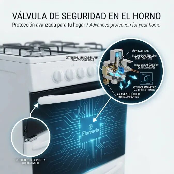 Cocina Florencia Recta 5516F a gas 4 hornallas Blanca Puerta Con Visor - Vista 4