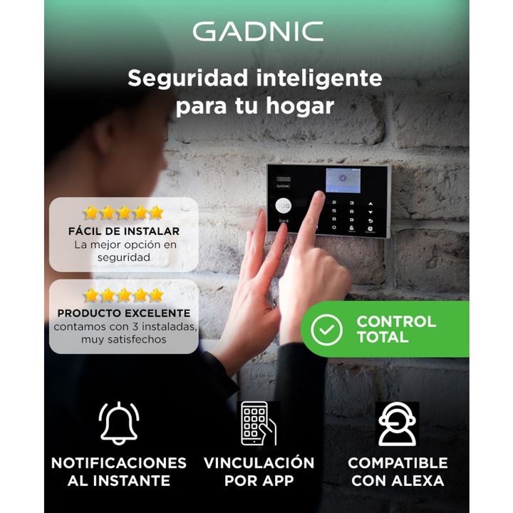 Kit de Alarma Domiciliaria Gadnic Inalámbrica GSM Con Pantalla LED - Vista 2