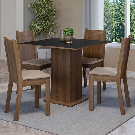 Juego De Comedor Mesa Tapa De Madera 4 Sillas Samara 02