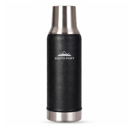 Termo South Port By Gadnic 800 ml Pico Cebador Tapa Multifunción Mate (Negro)