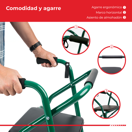 Andador Ortopedico De Aluminio Con Asiento Y Ruedas Jl914