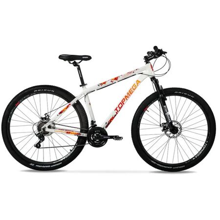 Bicicleta Mountain Bike Topmega Regal R29 Aluminio Gris/Rojo/Naranja Talle L
