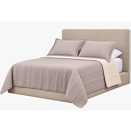 Cubrecama reversible queen con funda de almohada color gris claro/beige