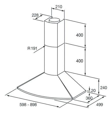 Campana De Pared Spar Convexa Acero 90cm Con Luz Halogena