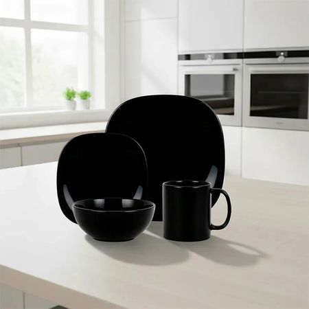 Set Vajilla 16 Piezas Varese Utile Cuadrado Vidrio Templado