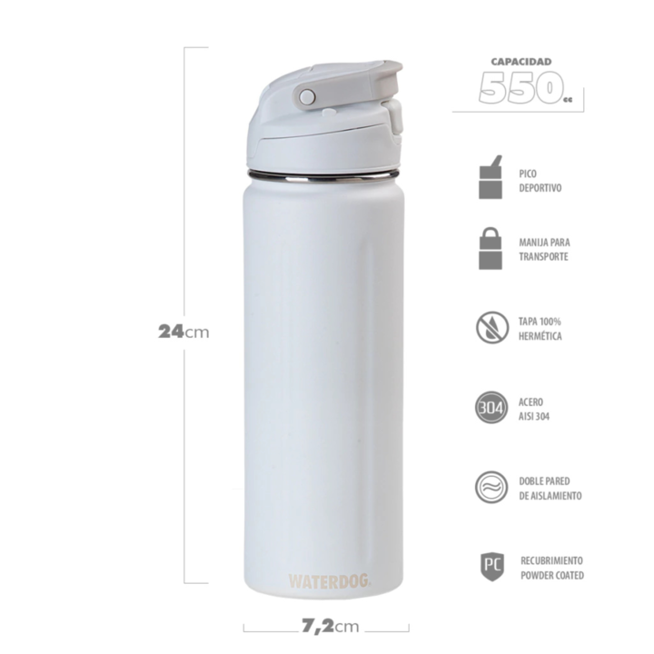 BOTELLA DEPORTIVA WATERDOG 550CC (C:BLANCO ACUA550WH) - Vista 4