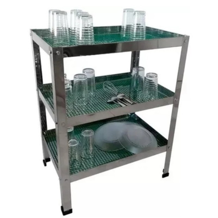 Vasera Gastronomica Sol Real 60 X 40 Cm 3 Estantes Vsr-060 Plateado