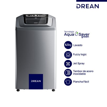 LAVARROPAS DREAN CARGA SUPERIOR CONCEPT NEO FUZZY 6.5KG 800RPM SILVER