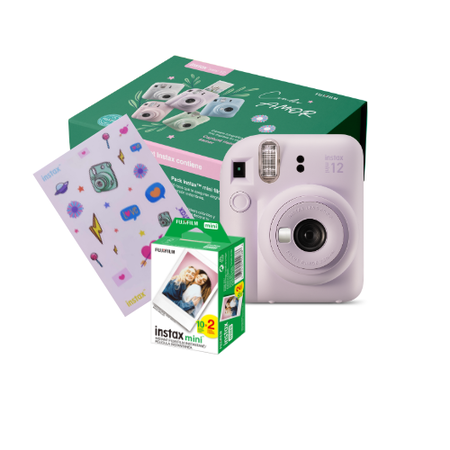 Combo Amor. Camara Instax Mini 12 con20 Fotos y Stickers para regalar