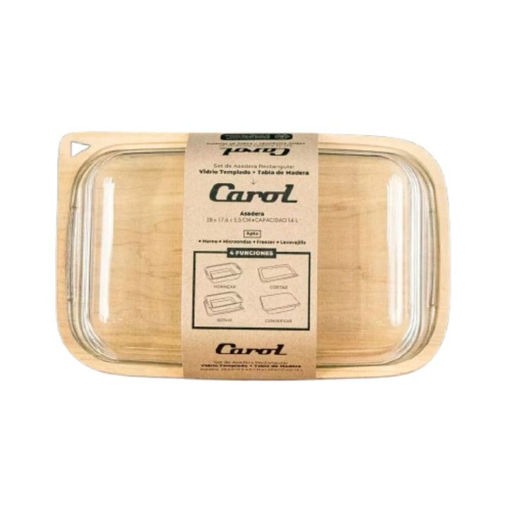 Set Carol Fuente De Vidrio Templado 37 Cm + Tabla De Bambú - Vista 2