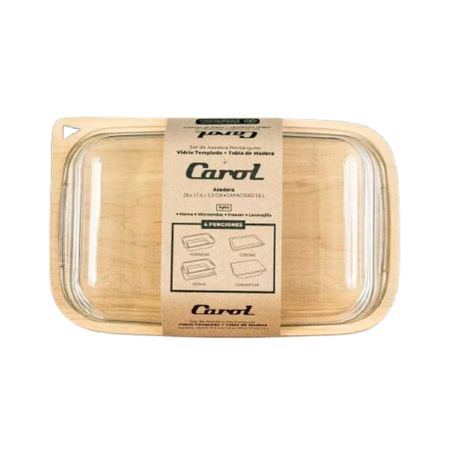Set Carol Fuente De Vidrio Templado 37 Cm + Tabla De Bambú