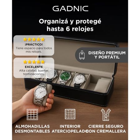 Caja Organizadora De Reloj Gadnic Estuche Para 6 Relojes
