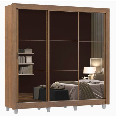 Placard Madesa Monaco 3 Puertas Corredizas 3 Espejos C Patas