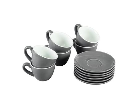 Taza Te 160Ml C/ Plato 14Cm Gris Mate Set X 6