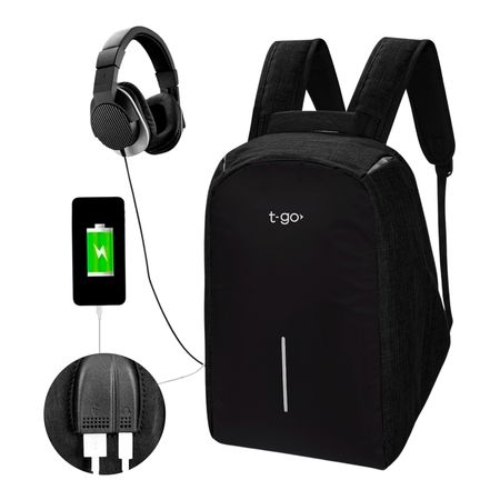 Mochila T-GO Antirrobo Urbana Smart porta notebook 15.6" Color Negro