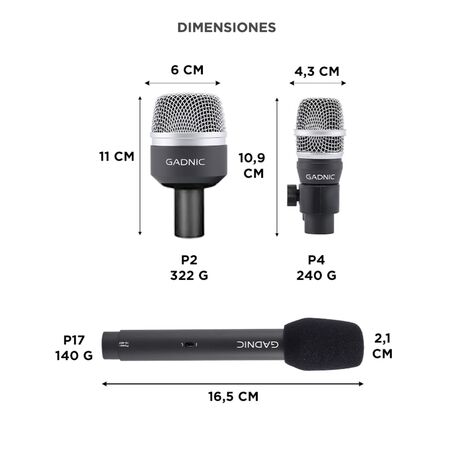 Kit de Micrófonos Gadnic para Baterías