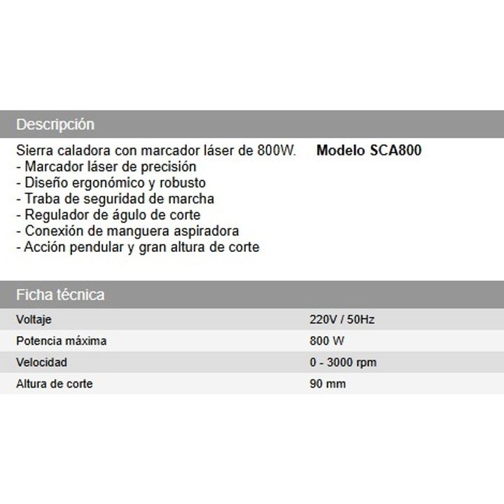 Sierra Caladora 800w DAIHATSU - Vista 4
