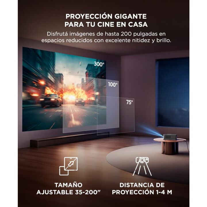 Proyector Gadnic Inalámbrico 12.000 Lúmenes Google TV Auto Keystone AutoFocus WiFi BT - Vista 4