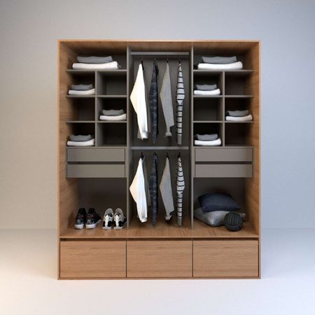 Vestidor 1,80m Alto 4 Cajones 3 Zapateros Olmo Gris