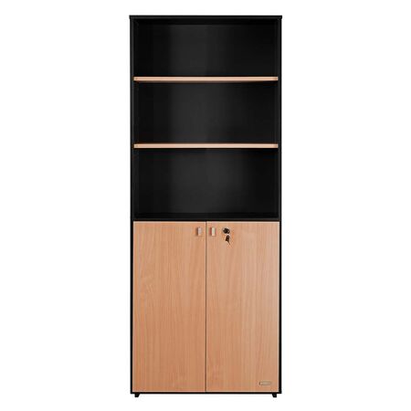 BIBLIOTECA PLATINUM DE 2 PUERTAS BAJAS CON LLAVE NEGRO HAYA