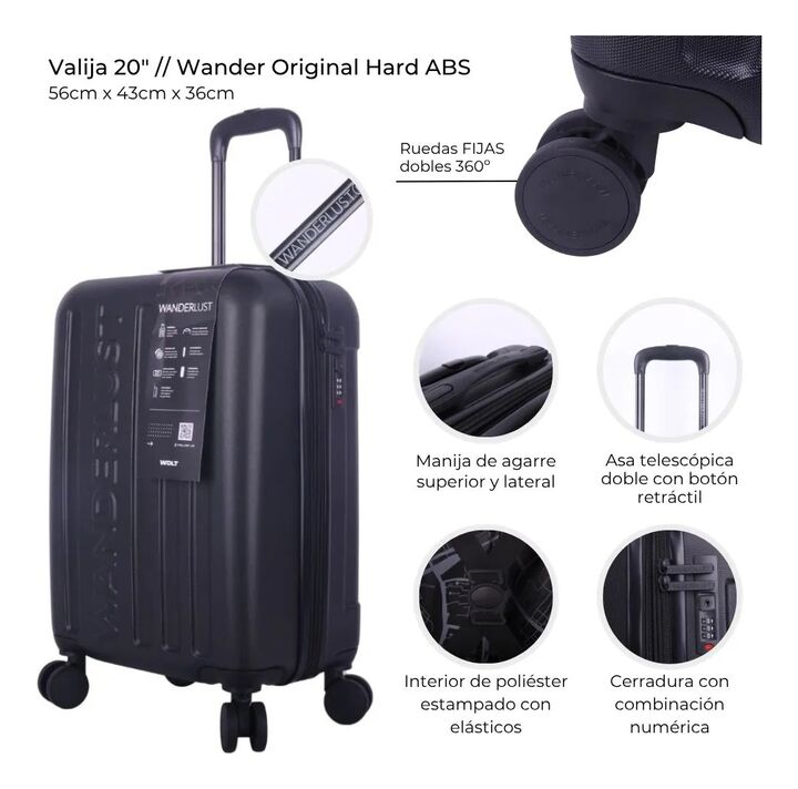 Valija Wanderlust Hard Abs 20 Pulg Expandible Negro 41113 - Vista 9