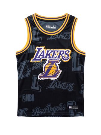 Camiseta Fanatics NBA Los Angeles Lakers All Over Print Kids Niños Básquet Negro