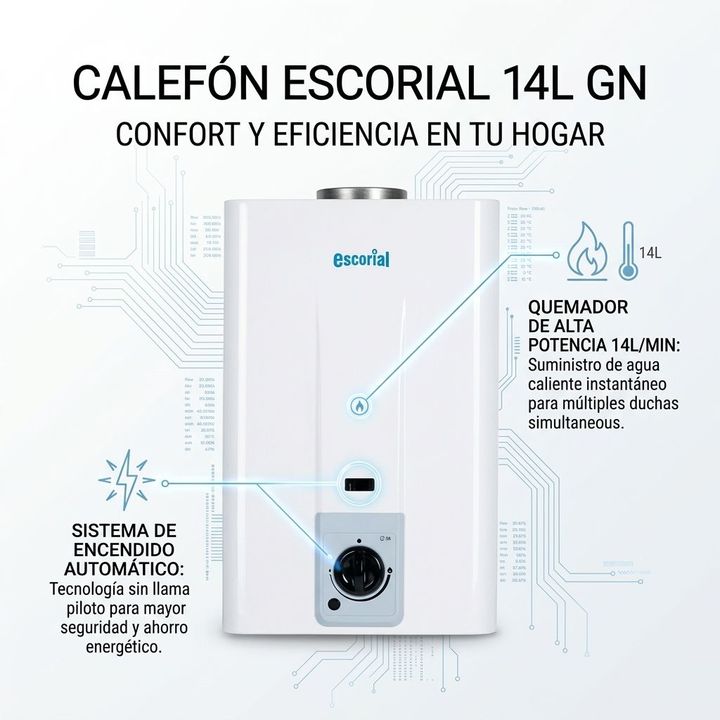Calefon Escorial 14 Litros Gas Natural - Vista 3