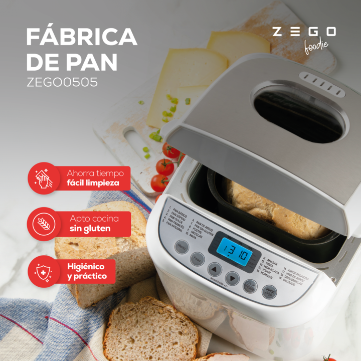 Horno Fabrica De Pan 19 Programas Capacidad 1kg Zego 600w - Vista 2