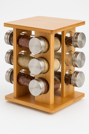 Especiero de Madera de Bambú 12 Frascos 110mL Hogar Actual