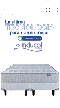 Colchon y Sommier Inducol Dorada Premium 1 Plaza y Media 100x190x26cm Espuma de Alta Densidad