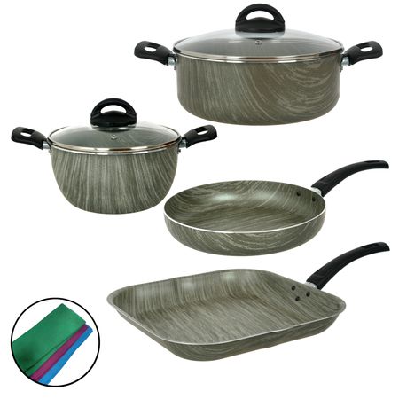 Bateria de Cocina Cacerola Sartén Bifera Grill Aston Terra