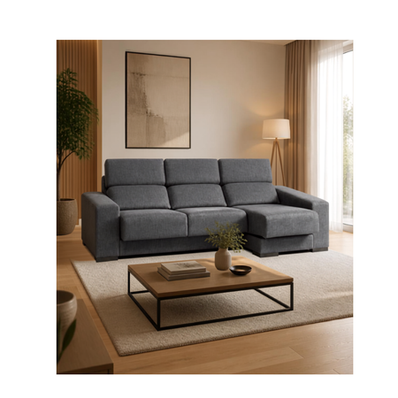 Color Living Lotus Sofá Chaise Longue 2 Cuerpos Gris 
