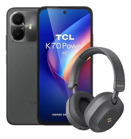 Combo Celular TCL K70 Power 256/4GB Space Gray + Havit H668BT ANC