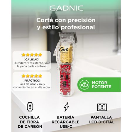 Maquina de Cortar El Pelo Gadnic Profesional Armazón Transparente 100-240v