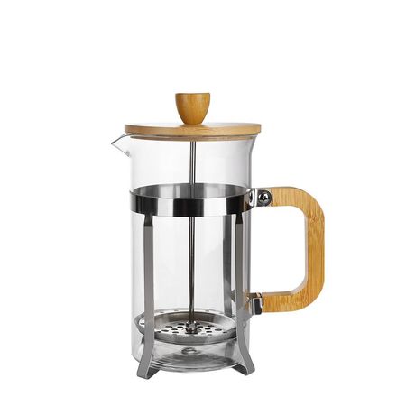 Cafetera Prensa Francesa Vidrio Mango Bambú 1 Litro Larhaus Negro