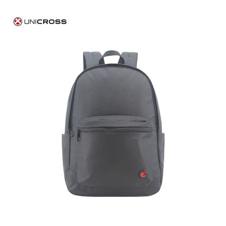 Mochila Unicross Gris 18.5 - Porta Botella Compartimento p Notebook Cierres reforzados