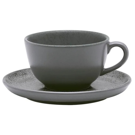 Set 6 Taza Té 200 Ml + Plato Té Flat Gray Cerámica Oxford Flat Gray 190-ao04.1c06x6