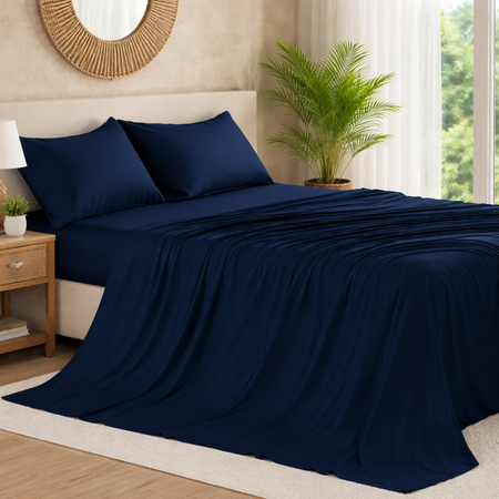 Sabanas Lisas 4 piezas cotton touch King Blue Navy